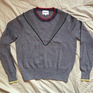 Bimba Y Lola Gray Crewneck Sweater with Contrast Trim